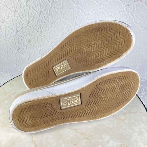 Polo Ralph Lauren Sneakers Mens Sz 8 Khaki Faxon Low-Top Canvas Slip On Sneakers - Picture 11 of 12